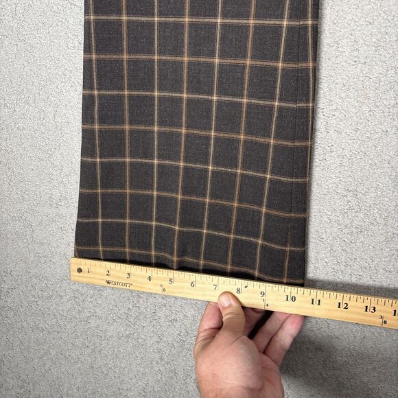 Womens Size Small Brown Plaid Pants Wide Leg Flare Dark Academia Heritage Basics - Picture 8 of 11